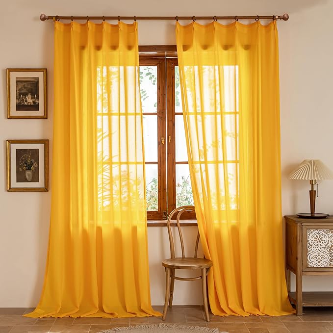 MAIHER Pinch Pleat Sheer Gold Curtains 84 Inches Long - Image 9