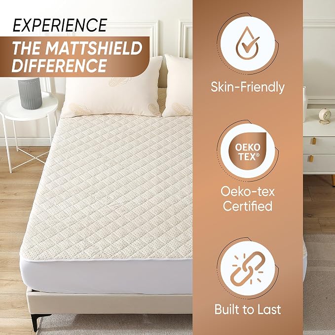 Luxury Quilted Organic Cotton Mattress Protector Twin - Image 2