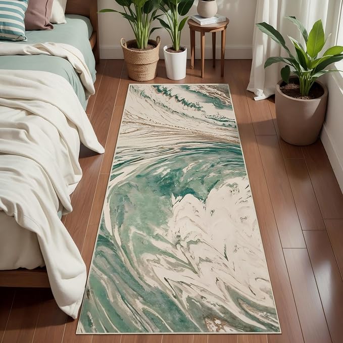 Ciicool 2x6 Washable Runner Rug, Modern Abstract Soft Hallway Rugs Runner - Image 2