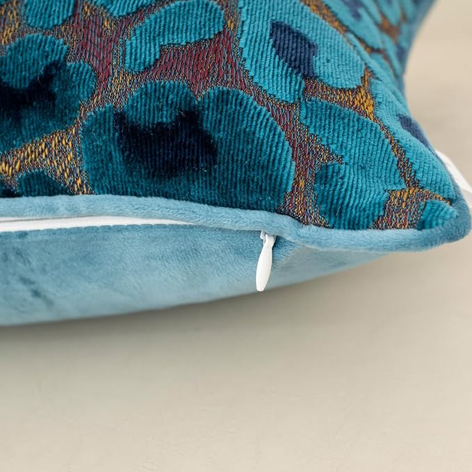 Alerfa Blue Floral Throw Pillow Cover 20 x 20 Inch Cut Velvet Sqaure Luxury - Image 5