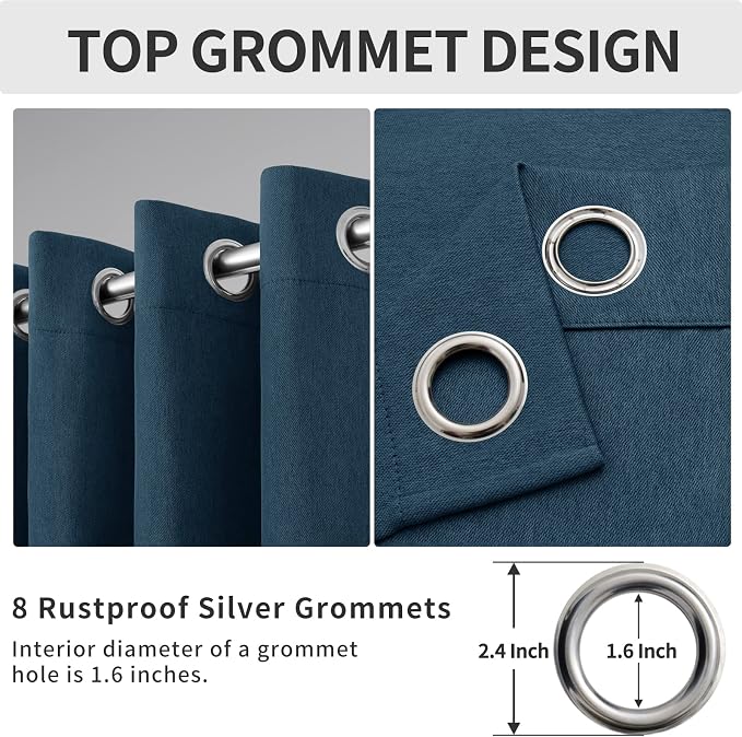 Easy-Going Linen Look Blackout Curtain Grommet Window Curtain Drapes - Image 6