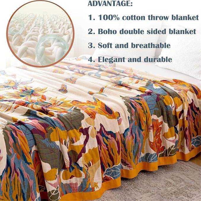 MSGKV Boho Throw Blanket King Size Warm Blanket - Image 5