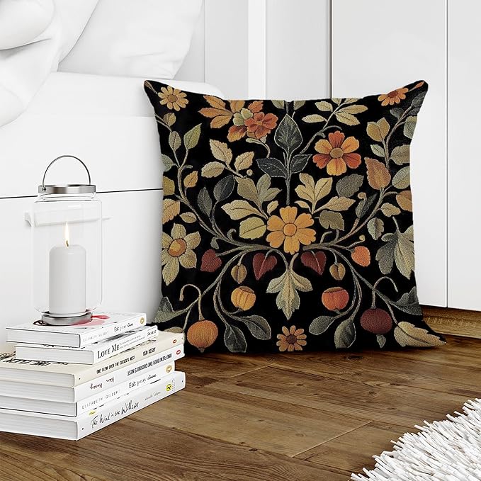 William Morris Abstract Vintage Print Floral Velvet Design Throw Pillow Covers - Image 5