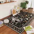 Rugcomf Area Rug 4x6 Rug Washable Boho Rugs Non Slip Low Pile Floral Animal Cat by Rugcomf