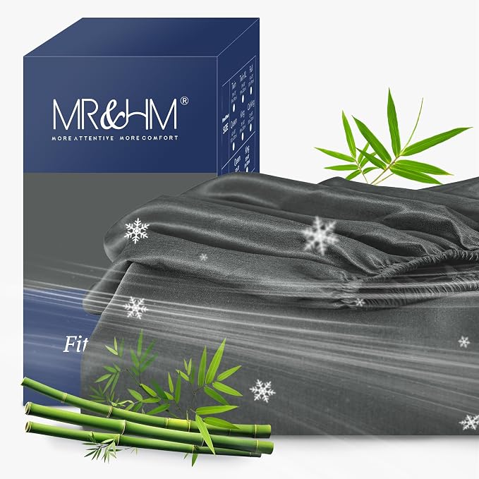 MR&HM California King Fitted Sheet, Ultra-Soft Rayon Derived from Bamboo & by MRHM
