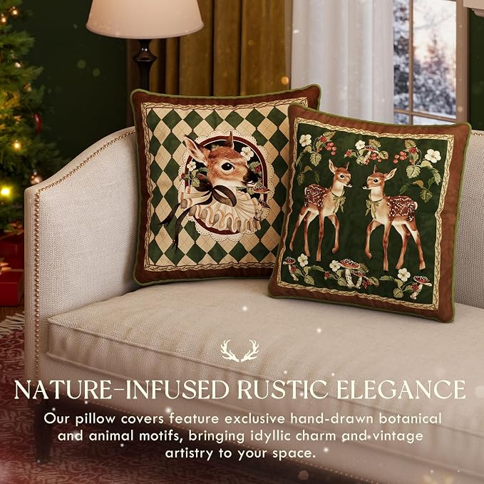 Grandmillennial Checkered Pillow Cover, Velvet Euro Sham Covers Decorative - Image 2