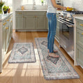 KIMODE Anti Fatigue Kitchen Mats, Boho Distressed Kitchen Rugs 20"x59"+20"x32" by KIMODE