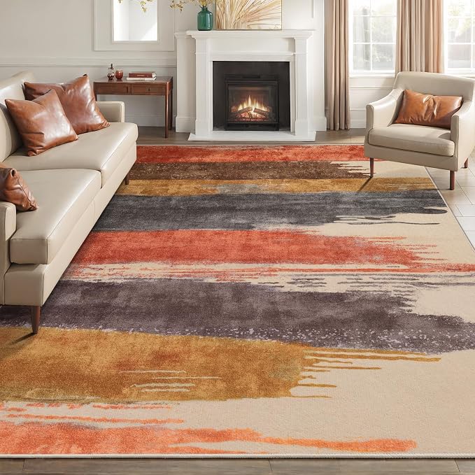 Ciicool Modern Abstract Rug for Living Room, Low-Pile Contemporary Indoor - Image 2