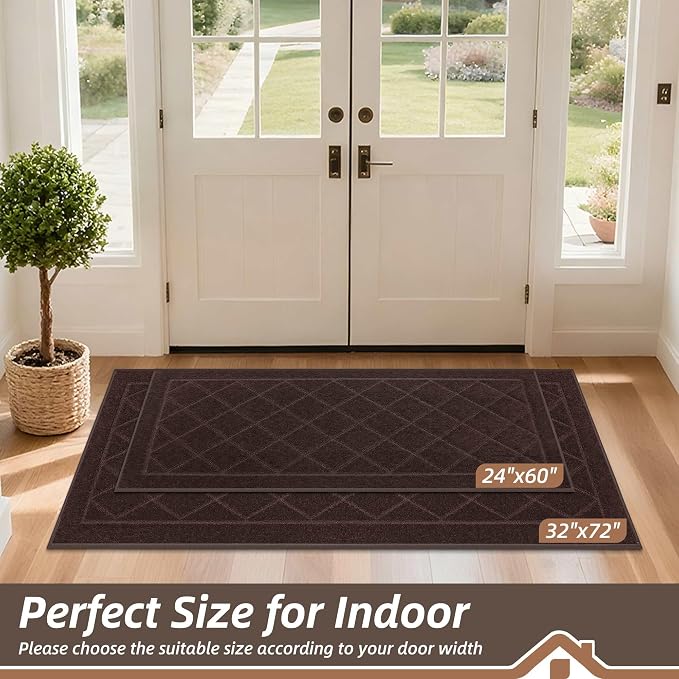 BEQHAUSE Dirt Trapper Door Mat 24" x 60", Doormat Non-Slip Entryway Rugs - Image 2