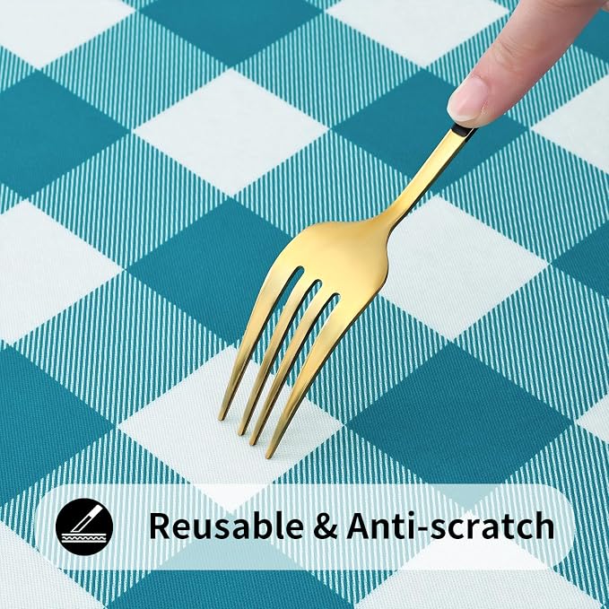 Smiry Rectangle Picnic Table Cloth, Elastic Waterproof Fitted Vinyl Tablecloths - Image 7