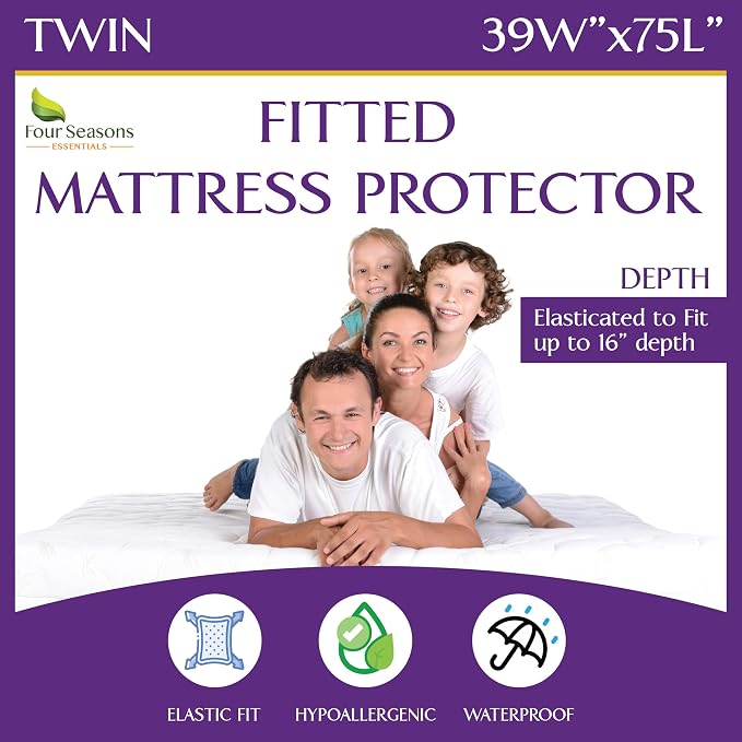 Twin Size Waterproof Mattress Protector by FourSeasonsEssentials