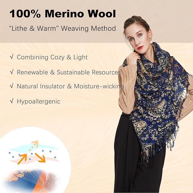 DANA XU 100% Merino Wool Pashmina Shawl - Image 4