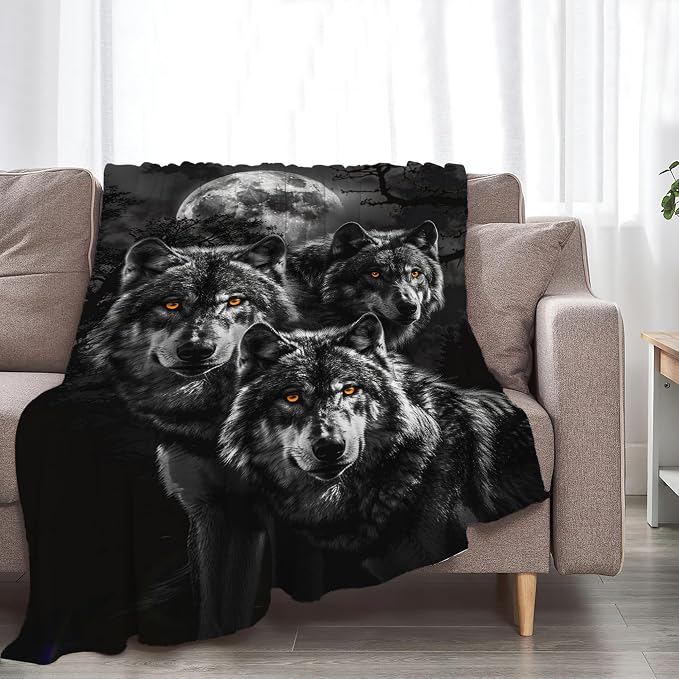 Wolf Throw - Animal Blanket for Girls, Men & Boys - Soft, Cozy Fleece Blanket - Image 3