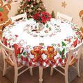 Christmas Gingerbread Tablecloth Waterproof, Candy Cane Table Cloth Round by Arquiel