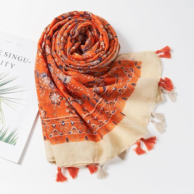 Scarf for Women Lightweight Soft Floral Leopard Printed Scarves Fall Winter - Image 4
