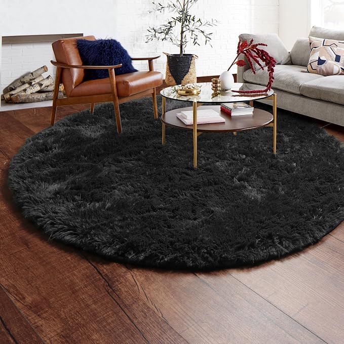 ONASAR Black Round Area Rugs 6ft, Ultra Soft Bedroom Circle Rug - Image 9