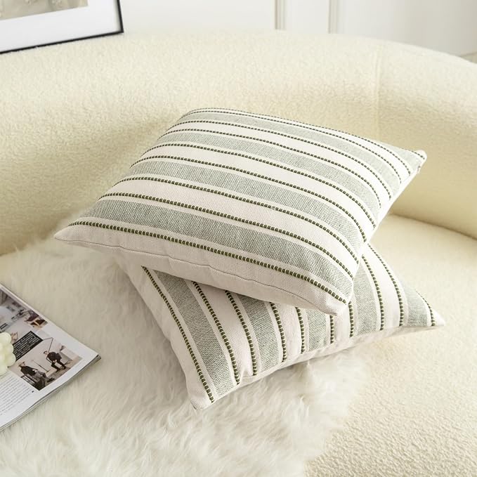 Decorative Boho Throw Pillow Covers, Farmhouse Textured Pillow Case, 18 x 18 - Image 3
