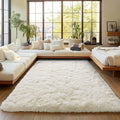 Cream White Plush Rug for Living Room Fuzzy Carpet for Bedroom Dorm, Non-Slip by Isdook