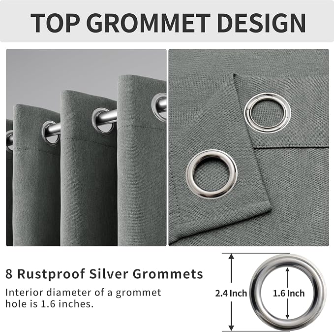 Easy-Going Linen Look Blackout Curtain Grommet Window Curtain Drapes - Image 6
