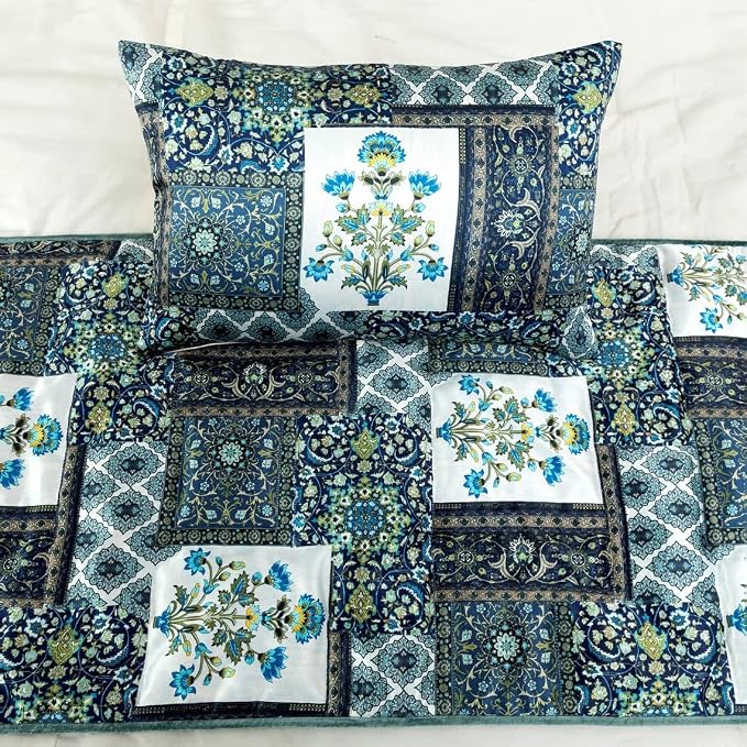 The HomeCentric King/Queen/Twin Blue Designer Full 68"x18" Bed Runner - Image 5