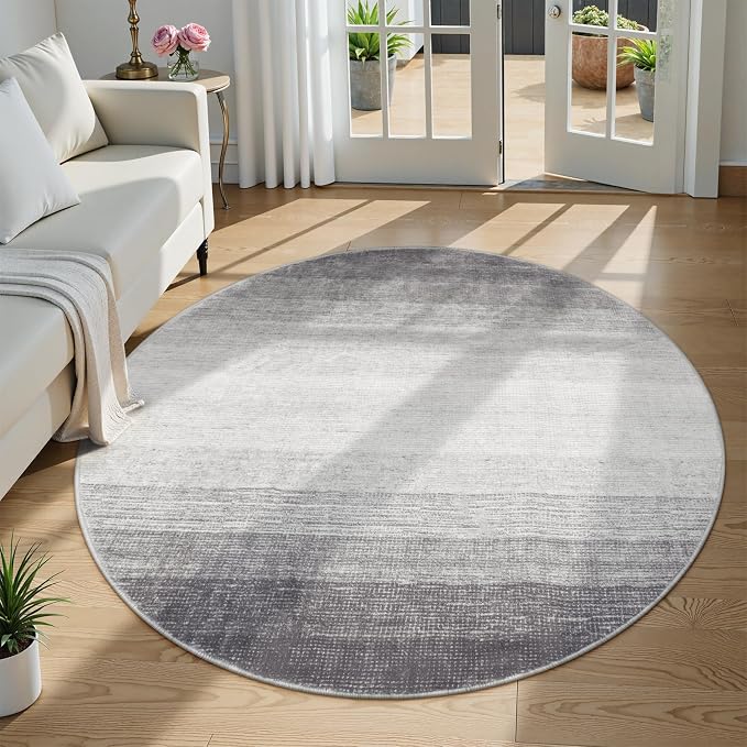 Wonnitar Modern Ombre Washable Round Area Rug 5ft, Non-Slip Large Circle by Wonnitar