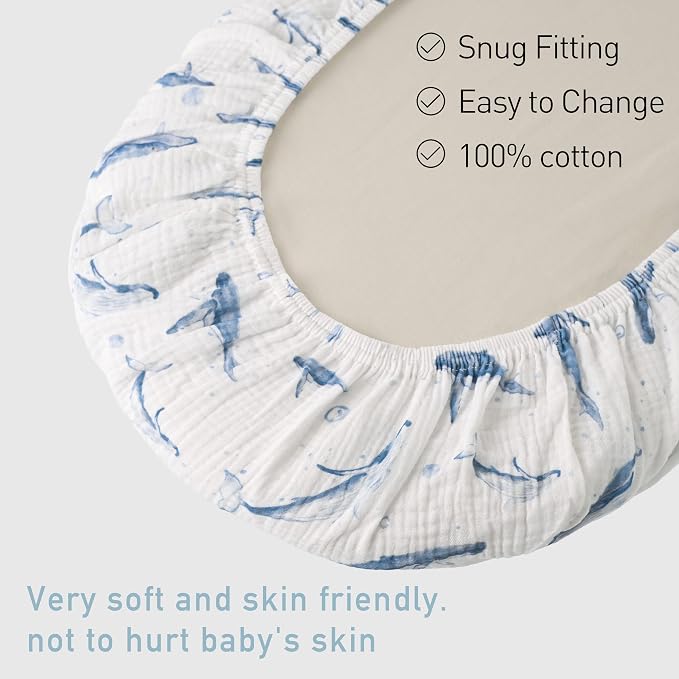 Muslin Bassinet Fitted Sheets, 2 Pack - Image 5