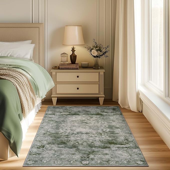 jinchan Green Floral 3x5 Area Rugs - Image 3