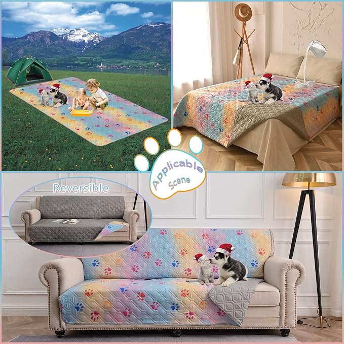 Waterproof Dog Bed Cover 120x82inch Reversible Pad Reusable Camping Mat - Image 6