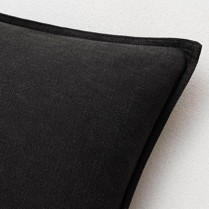 EMEMA Decorative Linen Throw Pillow Covers 22x22 Inch Black Boho Farmhouse - Image 8