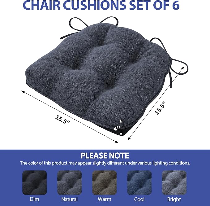 Chair Cushions for Dining Chairs Set of 6, Kitchen Chair Cushions, Chair Pads - Image 2