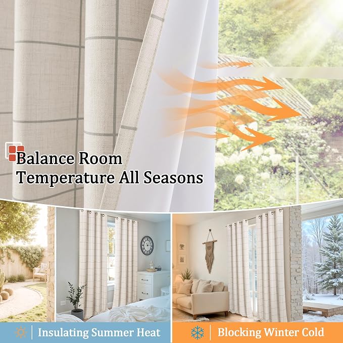 Grey Plaid Curtains Pattern Printed 90 Inches Long - Image 7