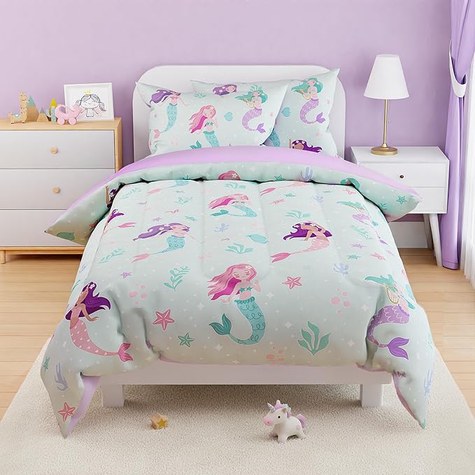 SANDJEST Mermaid Comforter Set Full Size 98x86in - Image 6