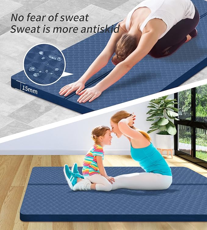 nuveti Large Exercise Mat - 15mm/20mm/30mm Thick Yoga Mat | Workout Mat - Image 6