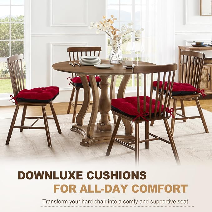 downluxe Indoor Chair Cushions for Dining Chairs, Tufted Overstuffed Textured - Image 6