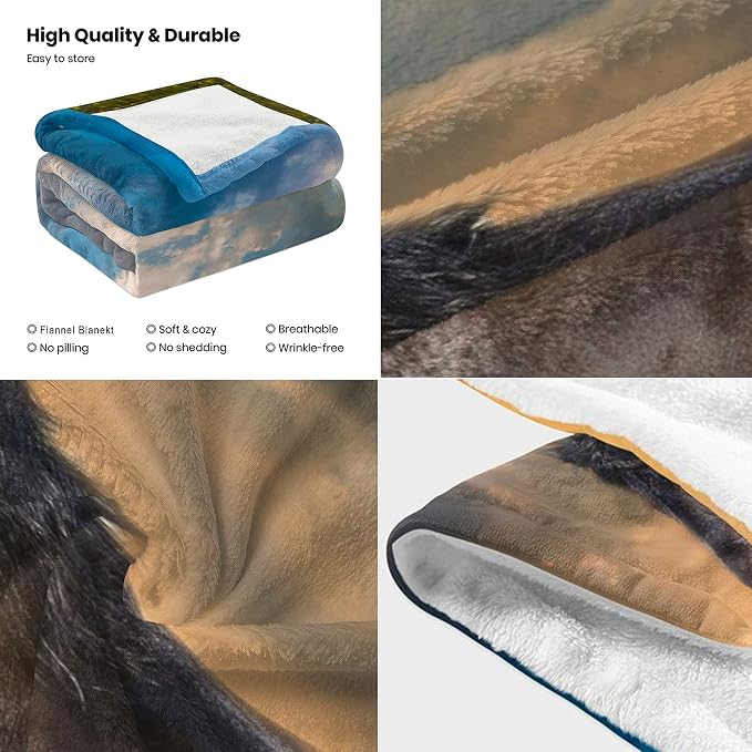Strong Horse Throw Blanket for Couch, Super Soft Fuzzy Throws Warm Comfortable - Image 3