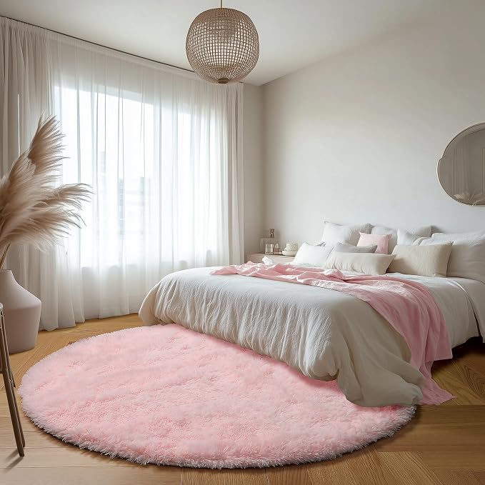ONASAR Light Pink Round Area Rugs 5ft - Image 9