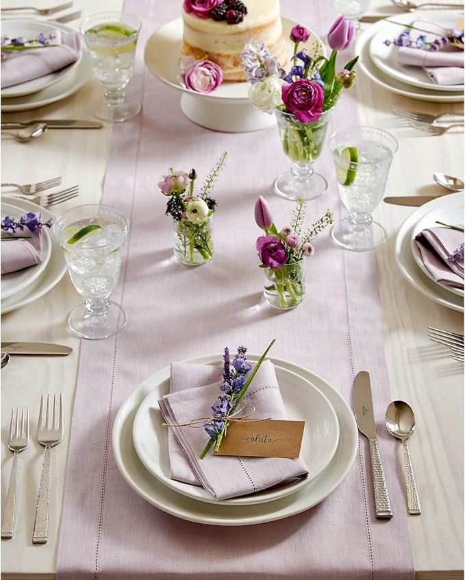 Solino Home Linen Lilac Table Runner 156 Inches Long - Image 9
