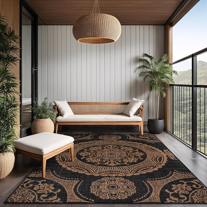 Medallion Outdoor Rug 8x10 Washable Outside Carpet - Image 7