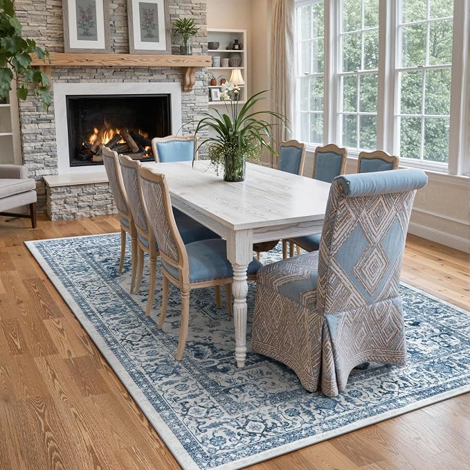 LIVEBOX Blue Washable Area Rug 5x7 - Image 9
