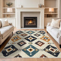 5x7 Western Aztec Area Rug Southwestern Tribal Black Beige Tan Rug Non Slip Low by Unknown