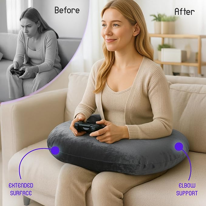 MELLO Lap Pillow for Reading – Memory Foam Gaming Pillow for Lap, Elbow and Arm - Image 6
