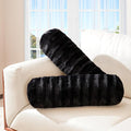 Cheer Collection Faux Fur Bolster Pillows – Soft Decorative Cylinder Pillows by CheerCollection