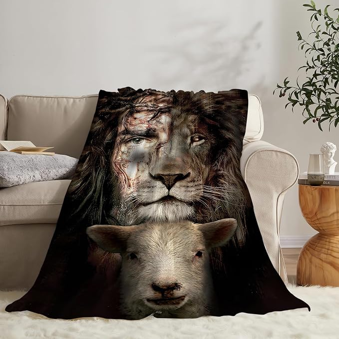Christian Jesus Lion & Lamb Throw Blanket - Image 7