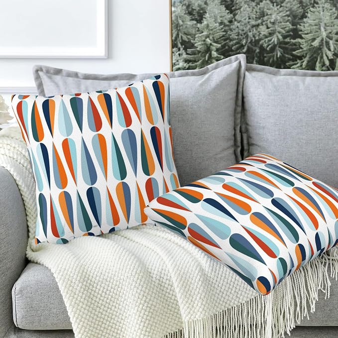 Mid-Century Drop Shapes Throw Pillow Cover Case Modern Retro Style Throw - Image 5
