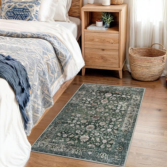 KUTA Vintage Floral Entryway Rug 2x3, Kitchen Rugs Non-Slip Washable Throw Rug - Image 3