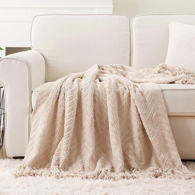 BATTILO HOME Beige Throw Blankets - Image 2