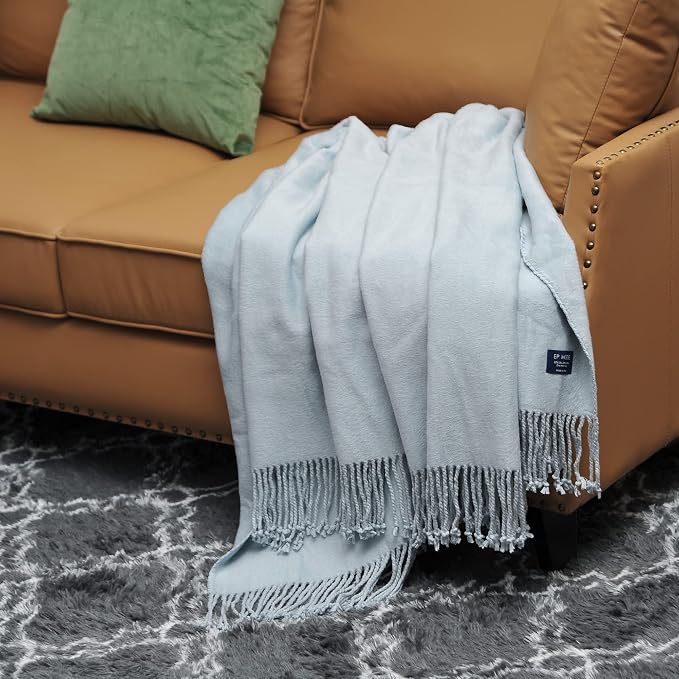 EP Mode Fringed Mulberry Silk Throw Blanket - Image 3