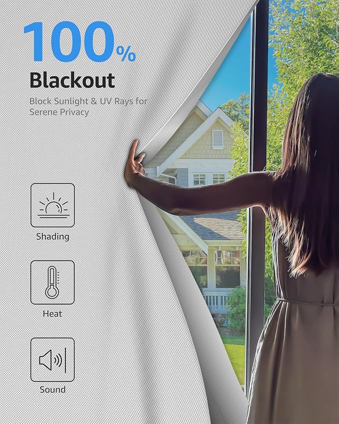 Sumobaby Blackout Curtains for Bedroom 35"x72" Portable No Drill Black Out - Image 2