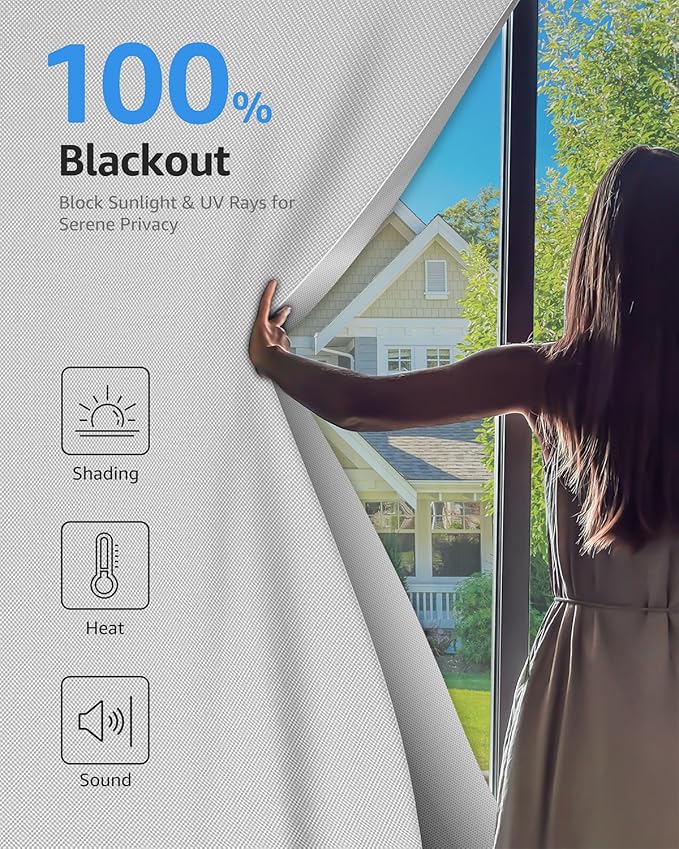 Sumobaby Blackout Curtains for Bedroom 42"x36" Portable No Drill Black Out - Image 2