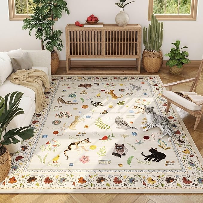 Rugcomf Area Rugs 9x12 Living Room Clearance Washable Boho Rug Non Slip Floral - Image 4